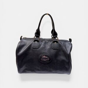 Vintage Longchamp Black Leather Boston handbag